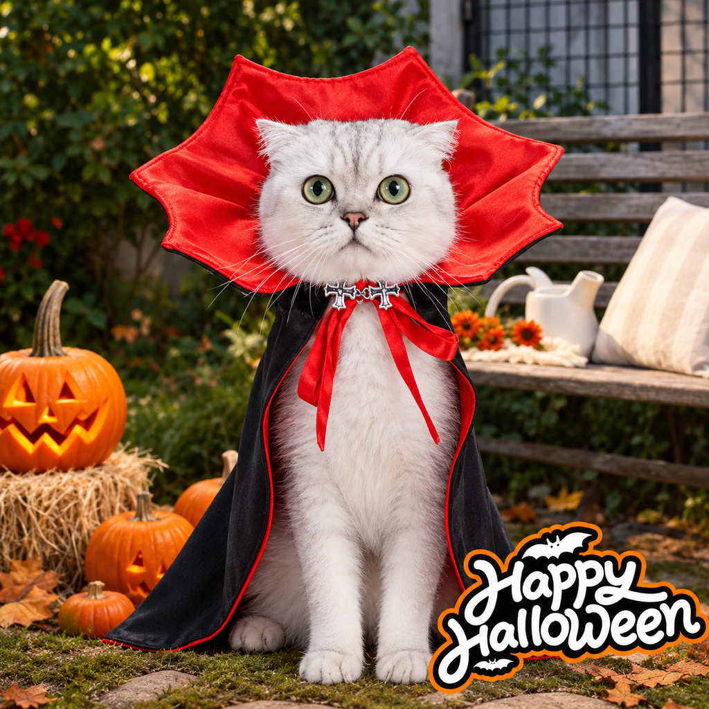 Disfraz de Vampiro para Gatos con Capa